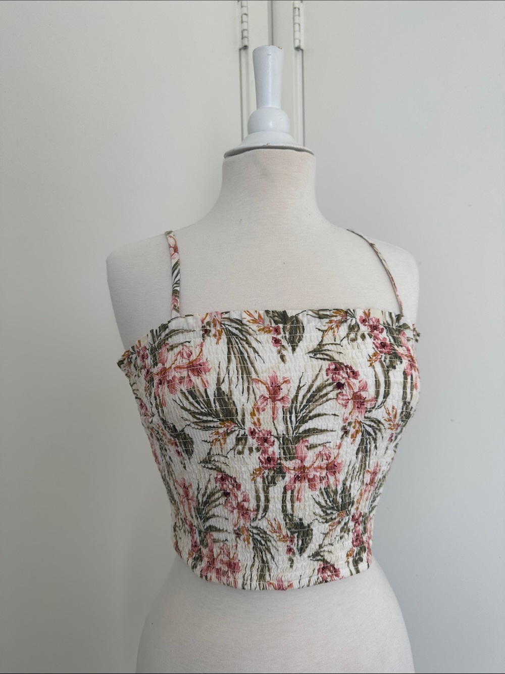 Abercrombie Tropical Smocked Cropped Cami